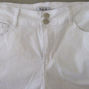 TALA-Women's Size 14-Chopped White Distressed-Jeans-5 Pockets-Cotton/W/ Spandex-